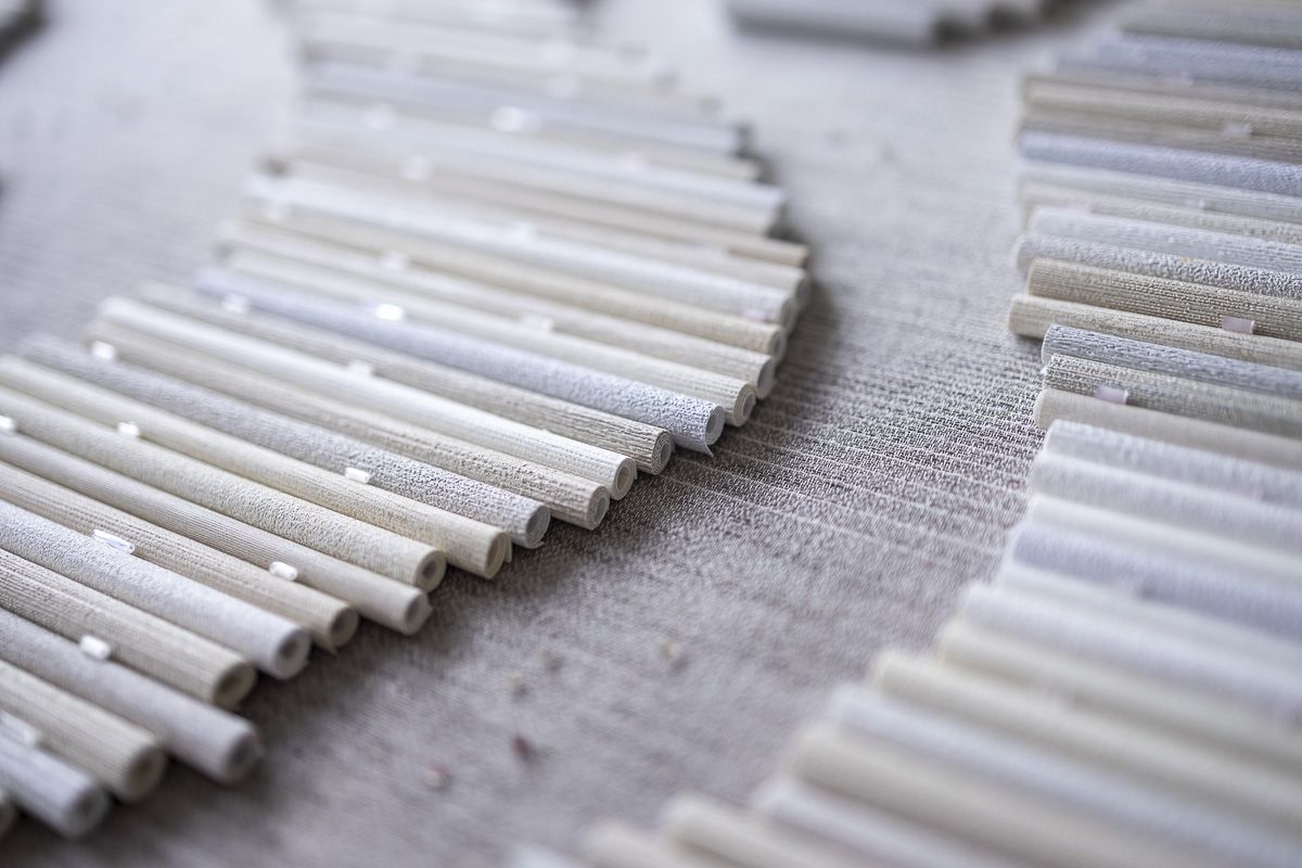 Quiet Layers 1 upcycled eco-friendly wall decor for offices, detail view