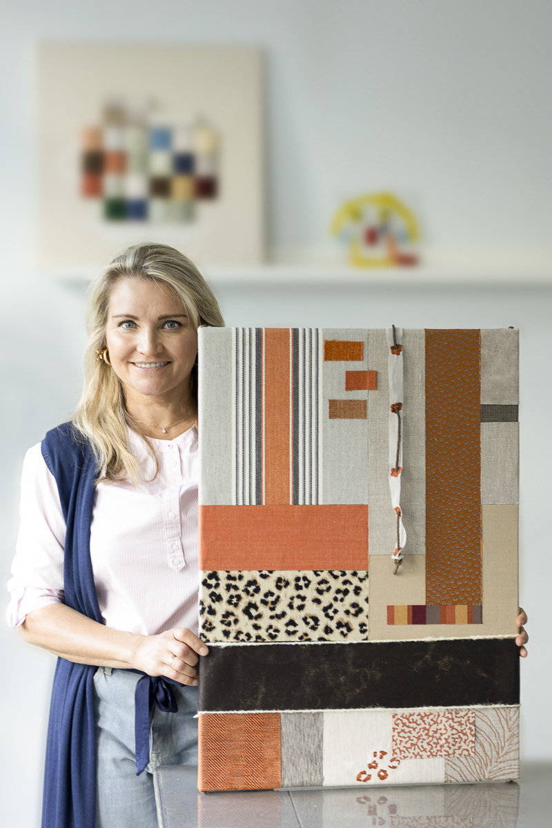 textiel en restmateriaal gebruikt voor circulaire wandpanelen