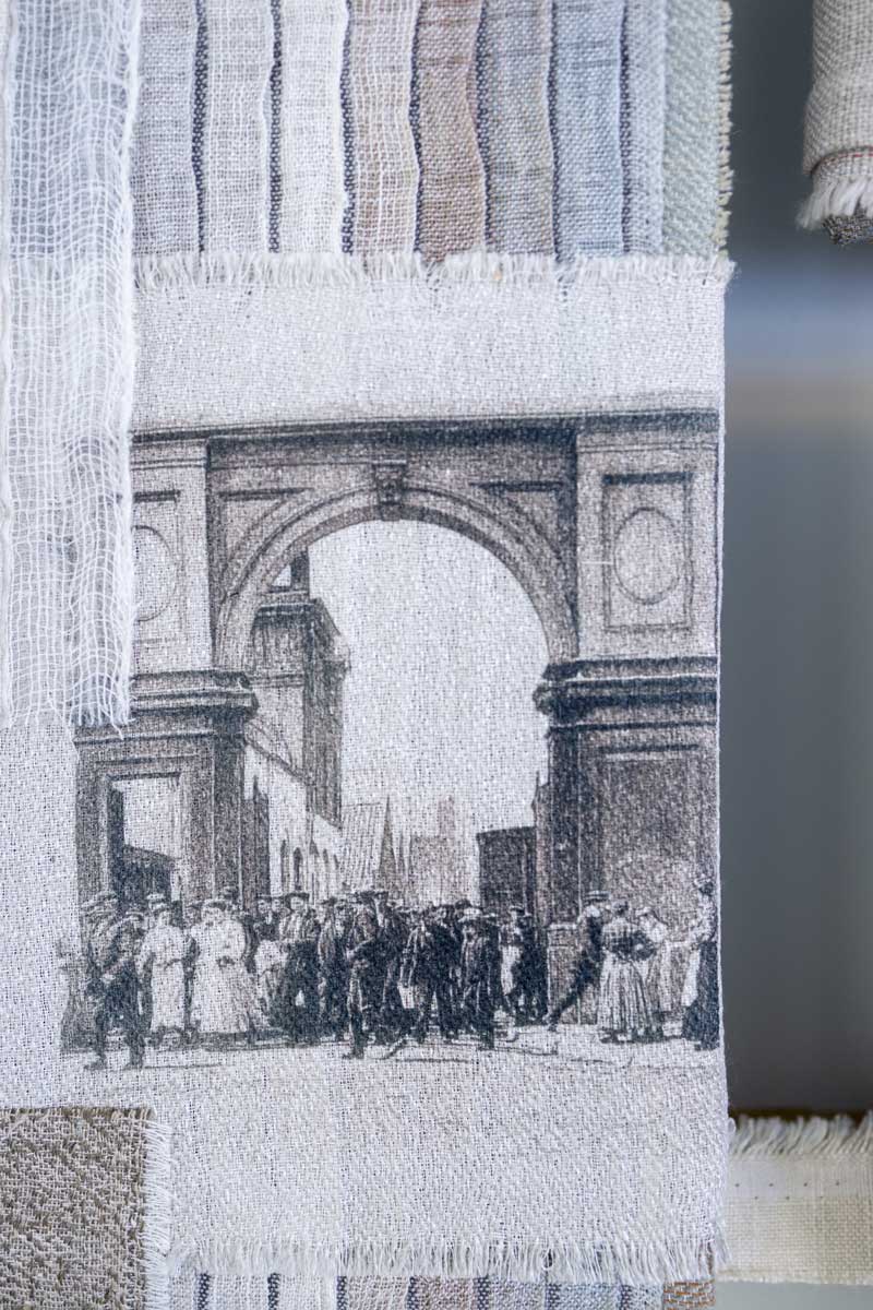 Archival photograph of Sphinx factory site combined with artist’s own images.