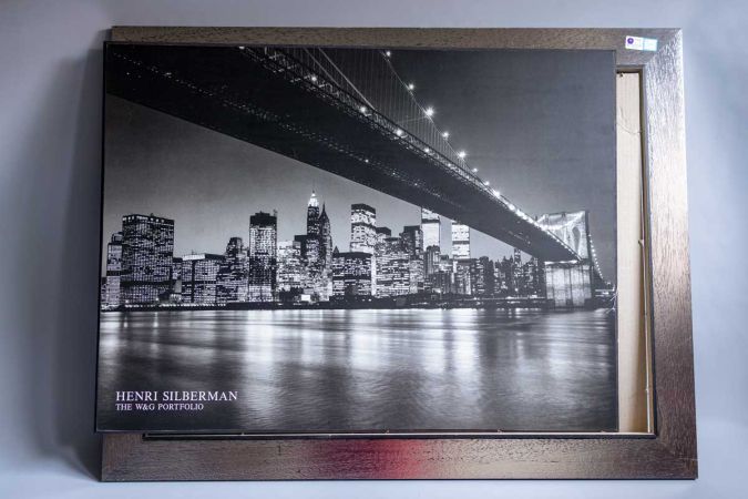 Used photo-printed panel used for textile wall objects